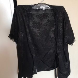 Black Floral Wrap Top